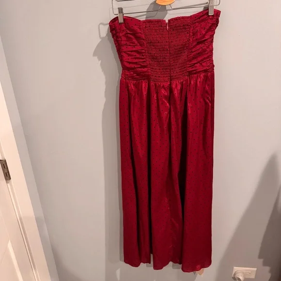 NWT Abercrombie & Fitch Strapless Cutout Maxi Dress in Plum Dot, Size MP - Picture 10 of 13